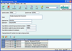Screenshot Group accounting